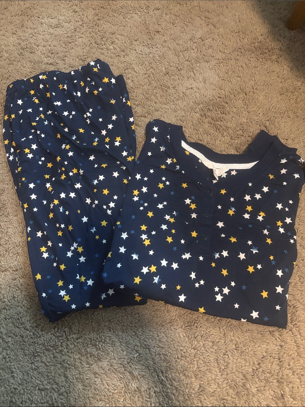 Navy Star-Print long sleeve/jogger Pajama Set - Soft Cotton